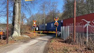 Järnvägsövergång Valjevikens Camping  Swedish railroad crossing [upl. by Eenwat]