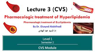 CVS  Lecture 3  Pharmacologic treatment of hyperlipidemia  Dr Elsayed Abdelhadi 2024 [upl. by Perr]