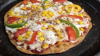 100  Atta pizza Tawa Pizza without yeast and oven  Quick tawa pizza  Instant Atta Pizza on tawa [upl. by Vrablik]