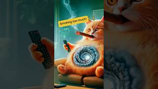 Ai Cat Smoking Injurious To Health Story 🙀🫁 cat shorts ai [upl. by Solotsopa]