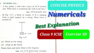 Concise Physics Selina class 9 ICSE Board Exercise 3D Numericals Newtons Third Law of Motion Ch 3 [upl. by Cartwright]