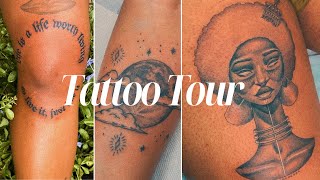 2023 Tattoo Tour  Black amp Gray Aesthetic Tattoos on Arms amp Legs  Meaning amp Pain level [upl. by Knowland302]