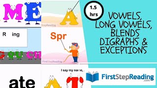 Long Vowels Vowels Digraphs Exceptions Blends Kindergarten First Grade FirstStepReading [upl. by Yatnohs884]