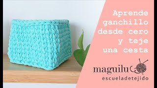 Cesta rectangular de ganchillo  Aprende ganchillo desde cero  DIY  croché [upl. by Eirrehc]