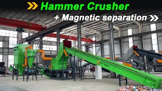 Hammer Crushing Metal Cans and Magnetic Separation for Recyclingrecycle [upl. by Niuqaoj]