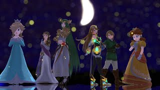 mmd smash bros NEO  palutena mythra link zelda daisy and rosalina [upl. by Boyt]