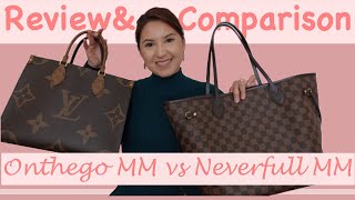 In DEPTH  Louis Vuitton Neverfull MM vs Onthego MM  w Weight Measurements What fits amp Model [upl. by Ahset]