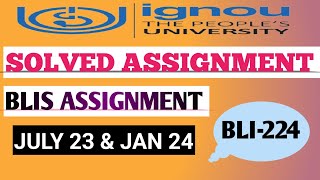 BLI 224 SOLVED ASSIGNMENT 20232024 BLI 224 IGNOU SOLVED HANDWRITTEN ASSIGNMENT 202324 ignou [upl. by Haida]