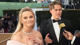 Reese Witherspoon Emotional Over Son Deacon Phillippe Coming as Her Golden Globes Date Exclusive [upl. by Monty952]