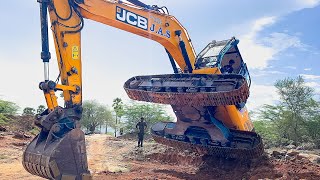 JCB JS205 Excavator Stunt and Washing Old Quarry Driver Helper Atrocities and Loading Truck [upl. by Olemrac]