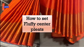 How to set Fluffy center pleats Heatless pleating Step by step saree center pleating explanation [upl. by Killigrew]