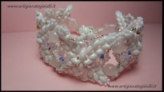 DIY Tutorial Bijoux Bracciale  perline e superduo  Elegant Ice [upl. by Limemann]