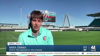 CPKC Stadium assembles allfemale grounds crew for NWSL Championship [upl. by Evets260]