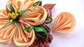 How to Make Flowers Petals Kanzashi  How to Make Kanzashi Petals from Ribbon 2 5 cm [upl. by Nepets]