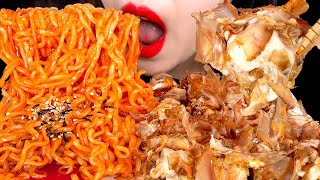 ASMR SPICY FIRE NOODLES TAKOYAKI 불닭볶음면 타코야끼 먹방 MUKBANG EATING SOUNDS 咀嚼音  ZOEY ASMR [upl. by Massiw325]