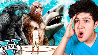 ENFRENTO al MEGALODÓN vs KING KONG vs GODZILLA en GTA 5 🦈💪 Película [upl. by Atnamas]