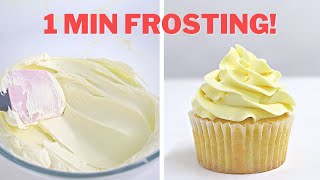 Silky BUTTERCREAM icing in 1 MINUTE │ Frosting recipe for cupcake PIPING amp cakes [upl. by Aliemaj]