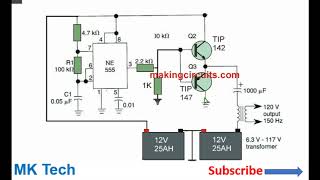 500W Power Inverter with NE555 timer and IRFf540 MOSFET [upl. by Nanon]