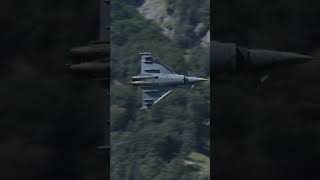 German Luftwaffe Eurofighter Typhoon Shrieks Through Swiss Alps Valley at short shorts [upl. by Nosde293]