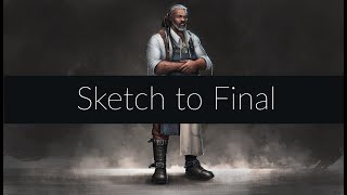 Character Concept Art Sketch to Final  Photobashing and iteration techniques timelapse [upl. by Lubow]