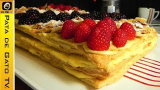 Pastel Mil Hojas relleno de crema pastelera  Millefeuille Cake [upl. by Audrit]