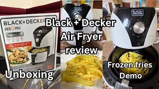 BlackDecker Airfryer  AF220B5  unboxing Review Demo  Frozen french fries [upl. by Nemraciram133]