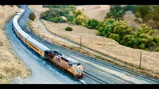 Tehachapi Live Train Cams Drone UP Passenger Train at Cable [upl. by Pomfret]