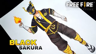 BLACK SAKURA BUNDLE DRAWING  ELITE PASS DRAWING  FREEFIRE DRAWING  KAKU ARTS [upl. by Baynebridge]