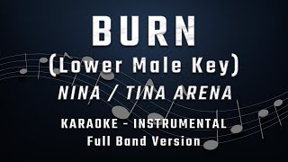 BURN  LOWER MALE KEY  FULL BAND KARAOKE  INSTRUMENTAL  NINA  TINA ARENA [upl. by Becki]