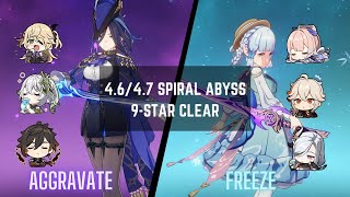 4647 Spiral Abyss  C0 Clorinde Aggravate  C0R1 Ayaka Freeze  Floor 12 9 Star  Genshin Impact [upl. by Maxi162]