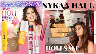 HUGE NYKAA HAUL 2024  NYKAA HOLI SALE  SKINCARE MAKEUP UPTO 50 OFF MY PASTEL LOVE [upl. by Yendyc]