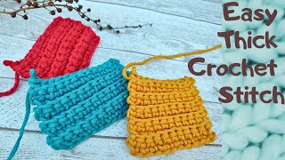 Easy Thick Crochet Stitch  2Row Repeat Pattern [upl. by Strenta]