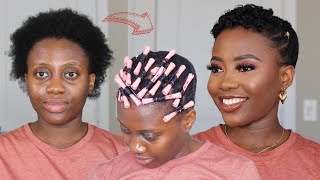 Easy Short 4C Hairstyle  Perm Rod Set On Natural Hair [upl. by Sedicla]