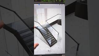 STAIR SKETCH RENDERING FROM ABOVE ON IPAD architectureeducation stair ipad interiordesign [upl. by Nealah]