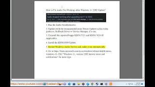 Fix Audio Not Working After installing Windows 11 22H2 Update [upl. by Ahsekal]