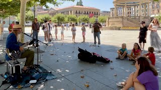 Busking in Pamplona  2 new songs with lyrics [upl. by Kiele]