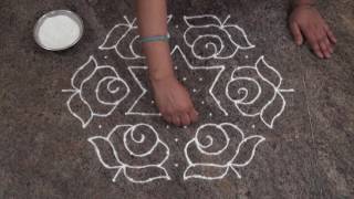 simple and easy rangoli design beautiful rose rangoli design [upl. by Glad]