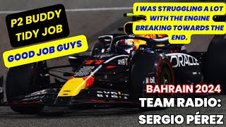 Team Radio  Sergio Checo Pérez After finishing P2 in the Bahrain Grand Prix F1 Radio for fans [upl. by Dayna]