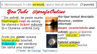 Identifică secvențele textuale Rezolvarea subiectului I 6 Menționează în câte un enunț tiparul [upl. by Redliw]