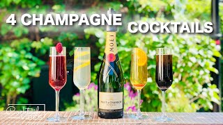 4 CHAMPAGNE Cocktails  Cocktail Recipes [upl. by Mikahs]