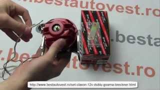 Set claxon 12V dublu goarna claxoane auto Breckner [upl. by Eenat876]