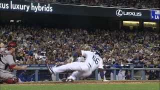 Phenom Puig plunked in the face stays in the game [upl. by Niwred]