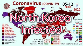 First Coronavirus Infection in North Korea 500M Cases Timelapse [upl. by Maibach354]