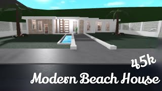 Modern Beach House 45k Bloxburg Home Build [upl. by Sedecrem266]