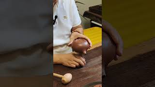 Handcrafted purple clay teapot in production Stamping the bottom clayteapot potteryclay ceramic [upl. by Parthenia834]