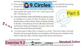 9th class maths Chapter 9🙋‍♂️CirclesExercise 92 💁‍♂️Q no 6 part 5With notes [upl. by Lakym]