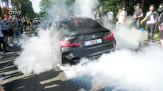 Modified BMWs Leaving Bimmerfest 2024  BURNOUTS  1100HP E30 Manhart M2 G87 MHX650 LB Walk M3 [upl. by Adnilak]