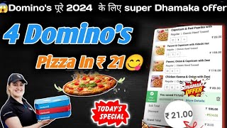 4 DOMINOS PIZZA in ₹21 😋🍕🔥Dominos pizza offerDominos pizza offers for todaydominos coupon code [upl. by Vada413]