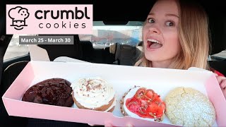 trying CRUMBL COOKIES this week  strawberry pretzel pie carrot cake double fudge brownie lemon [upl. by Wadell]