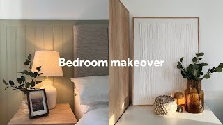 Bedroom Makeover  RentalFriendly Beadboard Wall Panel  DIY Plaster Wall Art  Silent Vlog [upl. by Anehsuc30]